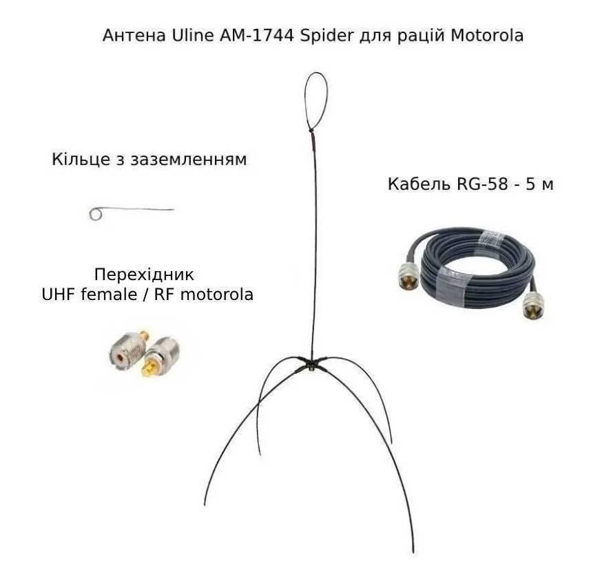 Виносна антена для посилення зв'язку Uline AM-1744 Spider для рацій Motorola dp4400, dp4600, dp4800, r7, r7a