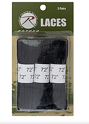 Шнурки нейлонові Military Boot Laces 72" Чорні  3 пари 180 см в комплекте виробник США