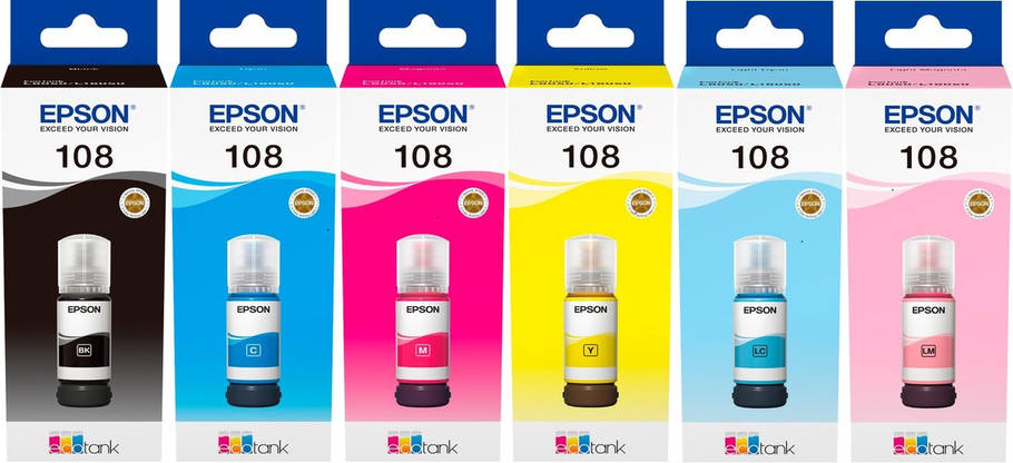 Набір оригінальних чорнил Epson 108 EcoTank L8050/L18050 (SET108E), фото 1