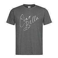 Графитовая мужская/унисекс футболка С надписью Ciao bella (26-8-3-графітовий)