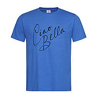 Синяя мужская/унисекс футболка С надписью Ciao bella (26-8-3-синій)