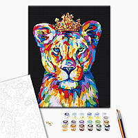 Картина по номерам "Райдужный князь лев", "BS53908", 40x50 см