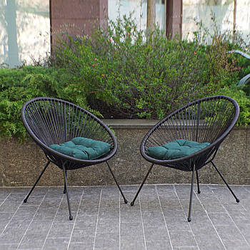 Комплект садових стільців 4Points Capri 2 шт. зі штучного ротанга для кафе на терасу балкона саду