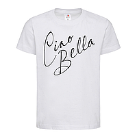 Белая детская футболка С надписью Ciao bella (26-8-3-білий)