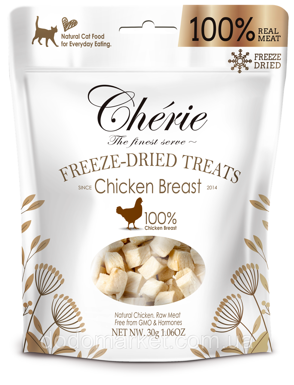 Натуральні ласощі Cherie (Шері)  Freeze Dired for Cat Chicken Ласощі для котів з курки 30 г, фото 1