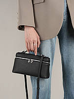 Кожаная женская сумка. Сумочка клатч женская маленькая модная из натуральной кожи (черная)