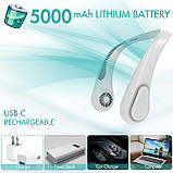 Безлопатевий шийний вентилятор, акумуляторна батарея ємністю 5000 мА·год, максимальний час роботи 21 год, 4, фото 5