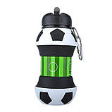 Пляшка для води спортивна складана силіконова, футбольний м'яч, 550 мл, фото 2