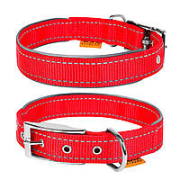 Ошейник "Dog Extremе" нейлоновый двойной со светоотражающей вставкой (ширина 40мм, длина 46-58см), красный