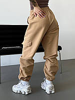 Брюки карго женские с накладными карманами "хулиганами" размер 42-44; 46-48 (есть замеры ) S-M, 42/44, Бежевый