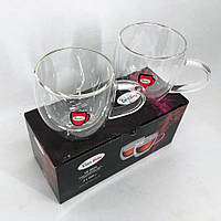 Кружки стеклянные с двойным дном Con Brio CB-8625-2, 2 шт, 250 мл | Чайные чашки с NA-446 двойными стенками