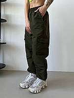 Брюки карго женские с накладными карманами "хулиганами" размер 42-44; 46-48 (есть замеры ) S-M, 42/44, Хаки