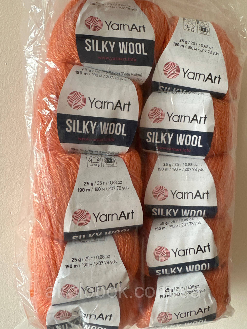 Турецкая зимняя пряжа для вязания YarnArt Silky Wool (силки вул) шерсть с шелком 338 оранж - фото 4 - id-p587456728