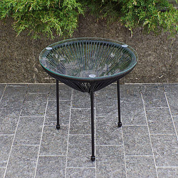 Стіл садовий 4Points Сapri скляний круглий кавовий для саду дачі тераси балкону
