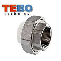 Американка PPR Tebo 50х1-1/2" Внутрішня різь Білий