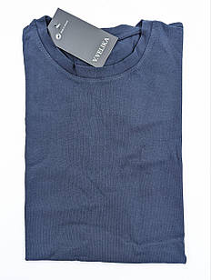 Футболка чоловіча синя х/б однотонна XXL (колір Джинс) літня базова універсальна практична модна