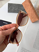 Роскошные брендовые очки солнцезащитные женские в оправе кошечки, Коричневые