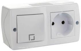 Вимикач однокл.+розетка без заземлений., Mono Electric, OCTANS IP 20 (білий)