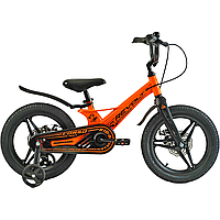 Велосипед детский Corso Revolt 16" магниевая рама оранжевый с дополнительными колесами MG-16055