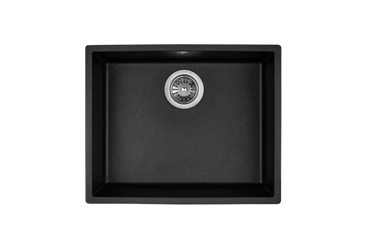 Гранітна мийка Granado Under Top Max black shine 5444 чорна, фото 1