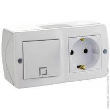 Вимикач однокл.+розетка з заземленням, Mono Electric, OCTANS IP 20 (білий)