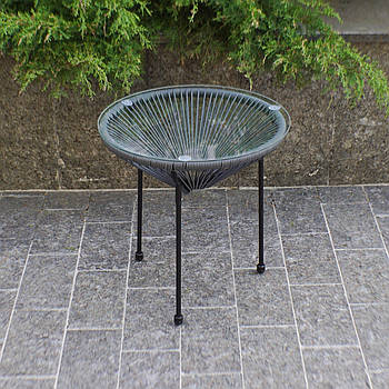 Стіл садовий 4Points Сapri скляний круглий кавовий для саду дачі тераси балкону Темно-сірий