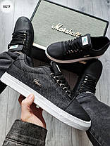 Чоловічі кросівки Lacoste Black White Кеди Лакоста чорні з білим прогумована шкіра демісезонні, фото 2