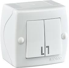 Вимикач двоклавішний, Mono Electric, OCTANS IP 20 (білий)