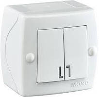 Вимикач двоклавішний, Mono Electric, OCTANS IP 20 (білий)