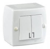 Вимикач двоклавішний прохідний, Mono Electric, OCTANS IP 20(білий)