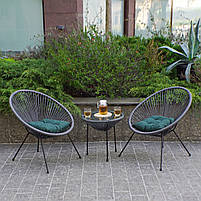Комплект садових меблів 4Points Capri на дачу зі столом та двома стільцями для саду тераси будинку Темно-сірий, фото 3