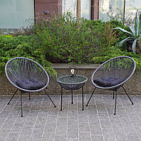 Комплект садових меблів 4Points Capri на дачу зі столом та двома стільцями для саду тераси будинку Темно-сірий, фото 4