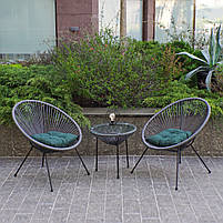 Комплект садових меблів 4Points Capri на дачу зі столом та двома стільцями для саду тераси будинку Темно-сірий, фото 2
