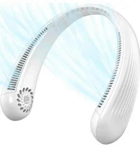 Портативний шийний вентилятор, безлопатевий вентилятор без допомоги рук, портативний персональний шийний, фото 1