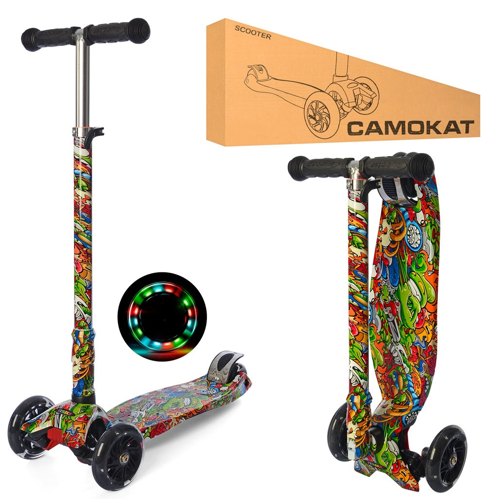 Дитячий триколісний самокат iTrike JR 3-055-WP MAXI підсвітка коліс, 2 кольори, фото 1