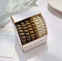 Набір повнорозмірних матових резинок-пружинок в коробці (відтінки коричневого)