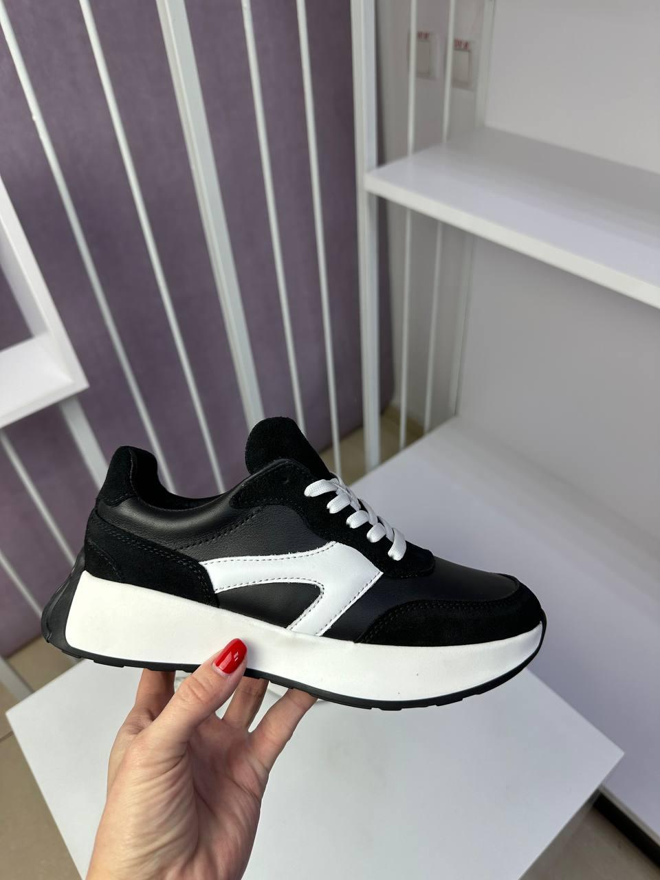 Кросівки жіночі Best Vak чорні з натуральної шкіри повсякденні спортивні, фото 1