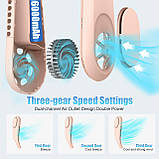 Портативний шийний вентилятор USB, безлопатевий шийний вентилятор на 6000 мА·год, фото 4