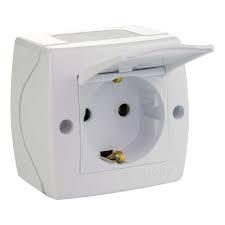 Розетка з заземленням і кришкою, Mono Electric, OCTANS IP 20(білий)