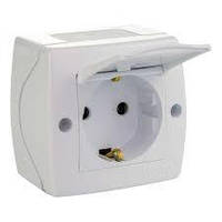 Розетка з заземленням і кришкою, Mono Electric, OCTANS IP 20(білий)