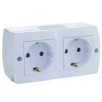 Розетка 2-а з заземленням, Mono Electric, OCTANS IP 20(білий)