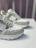 Кросівки жіночі Best Vak білі із сірим шкіряними повсякденними демісезонними спортивними, фото 6