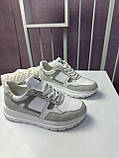 Кросівки жіночі Best Vak білі із сірим шкіряними повсякденними демісезонними спортивними, фото 4