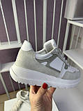Кросівки жіночі Best Vak білі із сірим шкіряними повсякденними демісезонними спортивними, фото 5