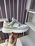 Кросівки жіночі Best Vak білі із сірим шкіряними повсякденними демісезонними спортивними, фото 2