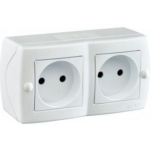 Розетка 2-а без заземлення, Mono Electric, OCTANS IP 20(білий)