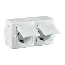 Розетка 2-а з заземленням та кришкою, Mono Electric, OCTANS IP20 (білий)