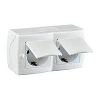 Розетка 2-а з заземленням та кришкою, Mono Electric, OCTANS IP20 (білий)