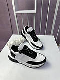 Кросівки жіночі чорно-білий шкіряні повсякденні демісезонні спортивні, фото 8