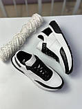 Кросівки жіночі чорно-білий шкіряні повсякденні демісезонні спортивні, фото 2